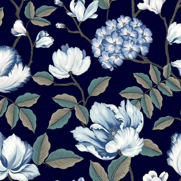 Wallpaper Morning Garden Wallpaper // Navy 