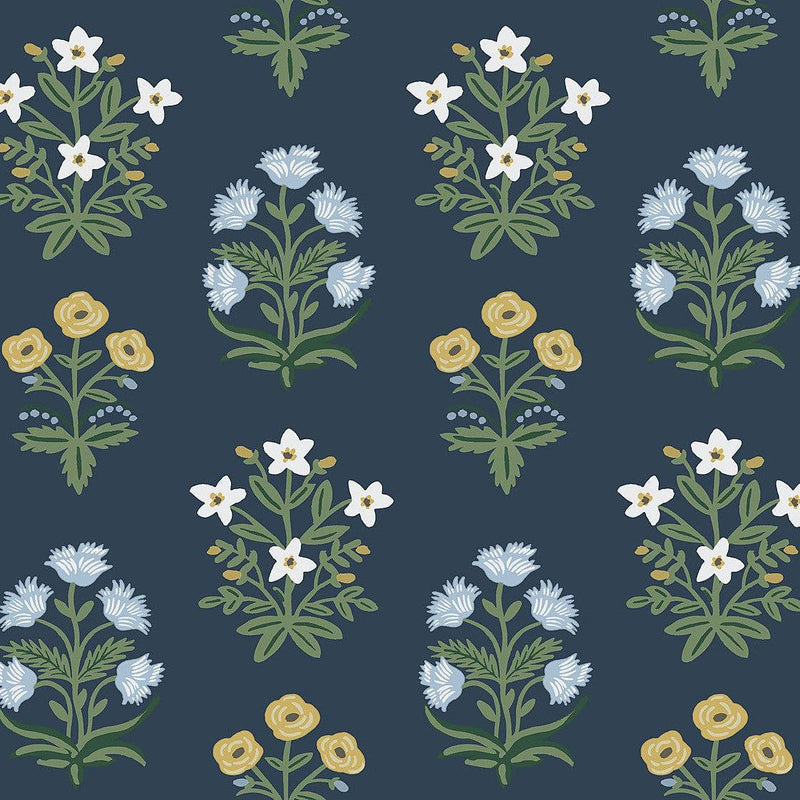 Wallpaper Mughal Rose Wallpaper Sample // Blue & Purple 8 x 10 