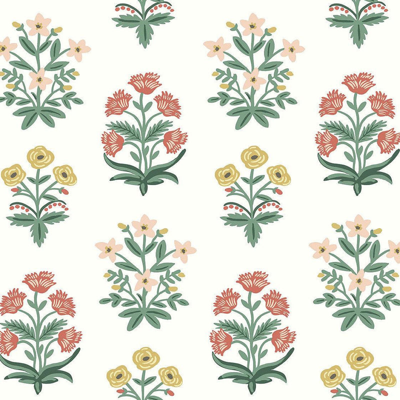 Wallpaper Mughal Rose Wallpaper Sample // White & Pink 8 x 10 