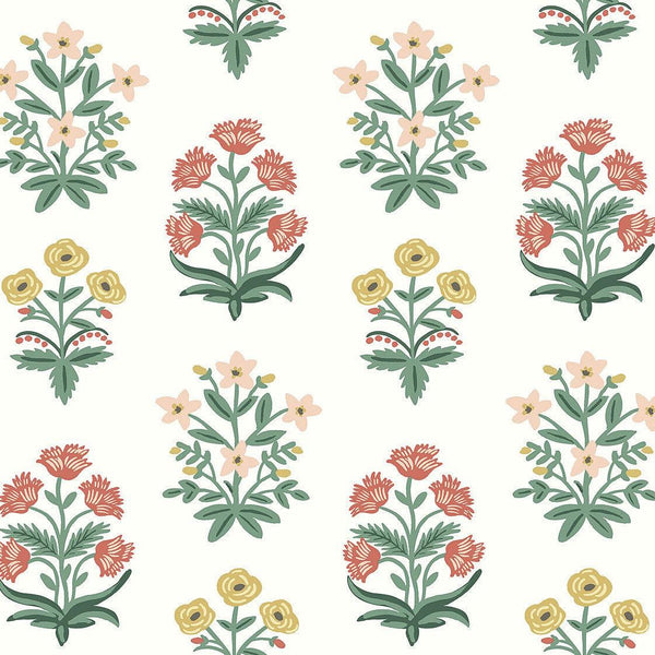 Wallpaper Mughal Rose Wallpaper // White & Pink 
