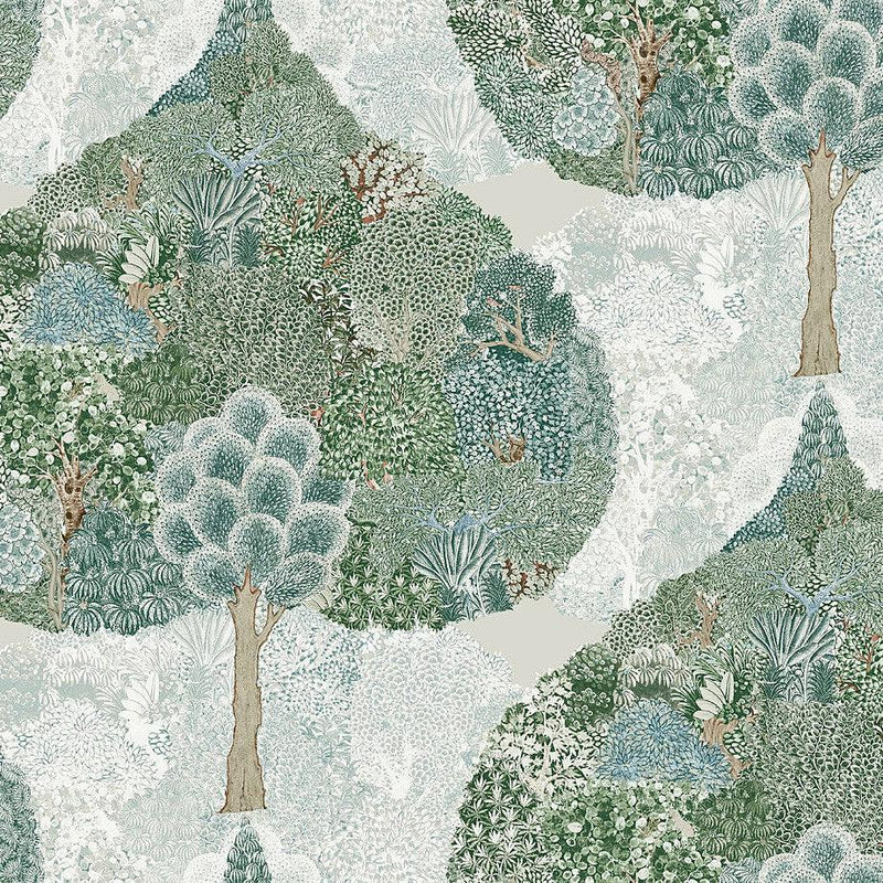 Wallpaper Mystic Forest Wallpaper // Green & Teal 