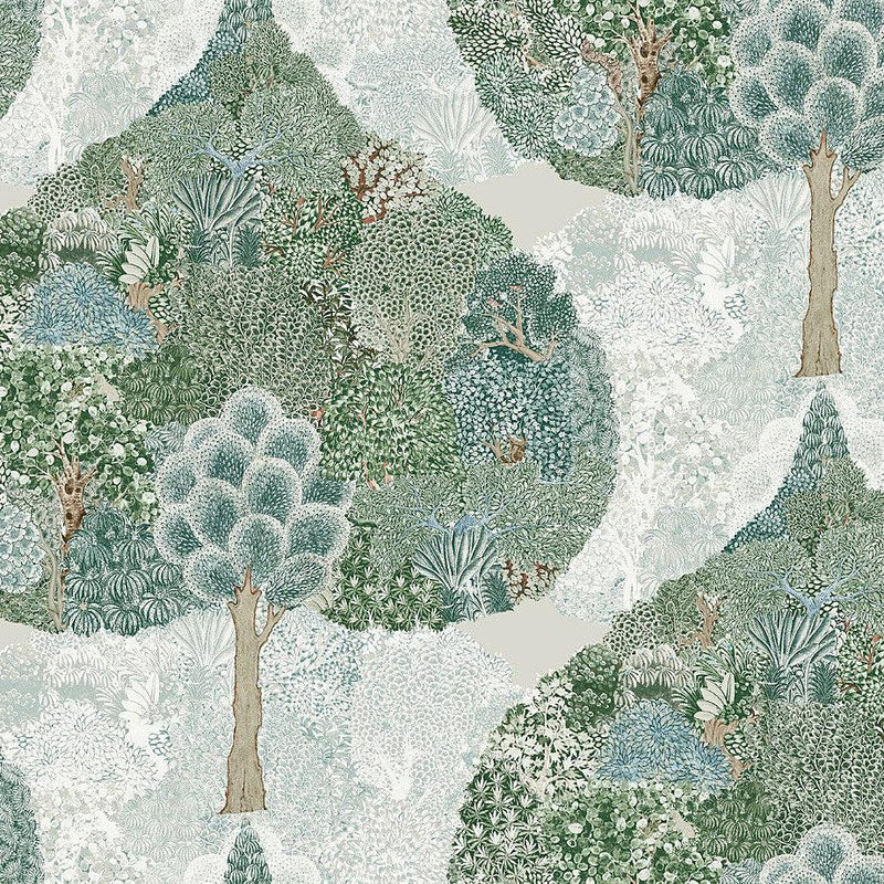 Wallpaper Mystic Forest Wallpaper Sample // Green & Teal 8 x 10 