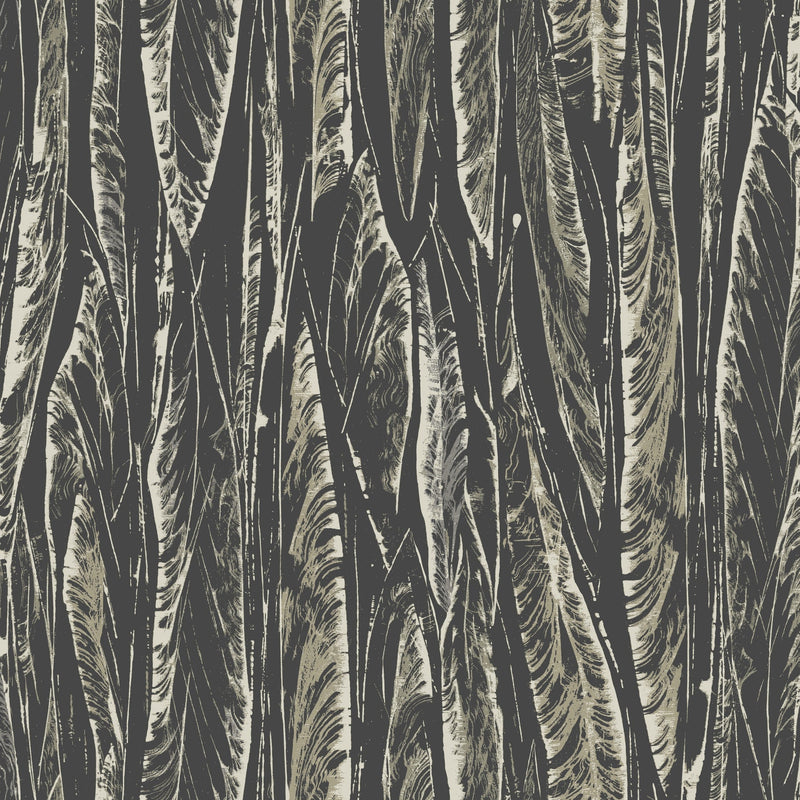Wallpaper Native Leaves Wallpaper Sample // Black 8 x 10 