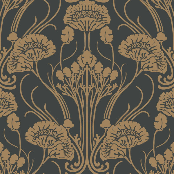 Wallpaper Nouveau Damask Wallpaper // Black 