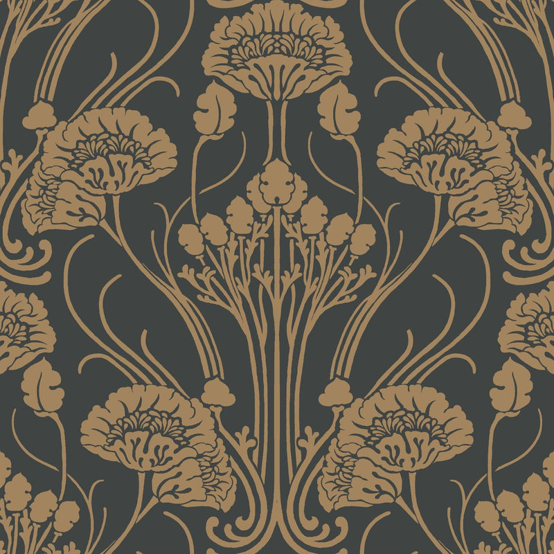 Wallpaper Nouveau Damask Wallpaper // Black 