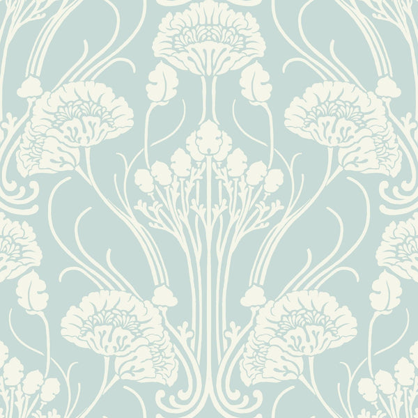 Wallpaper Nouveau Damask Wallpaper // Blue 