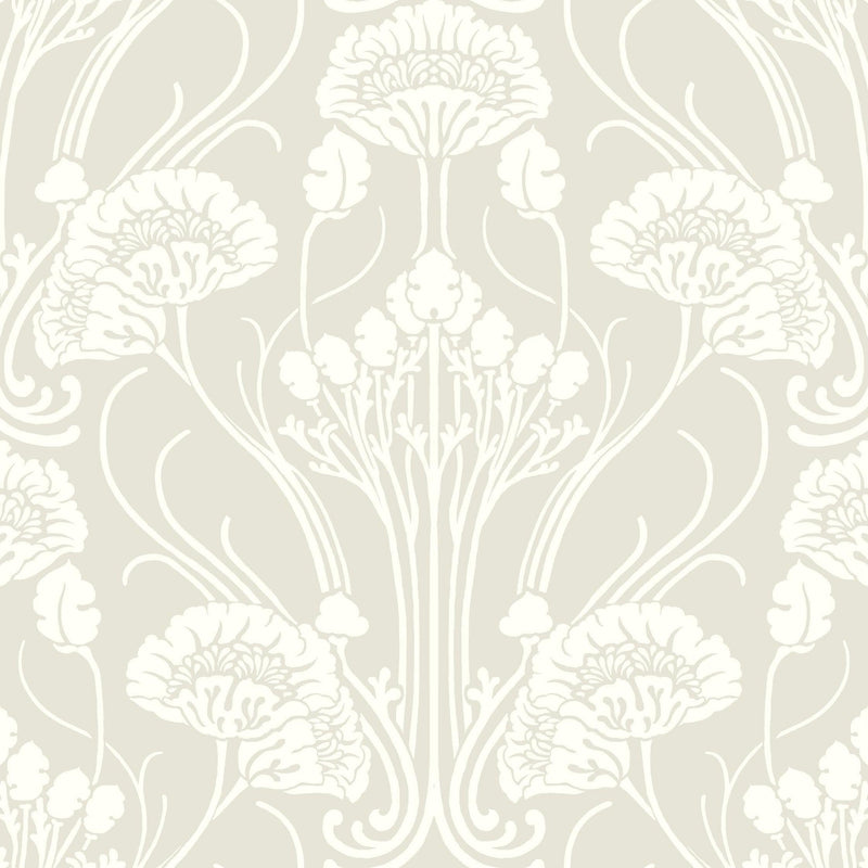 Wallpaper Nouveau Damask Wallpaper Sample // Beige 8 x 10 