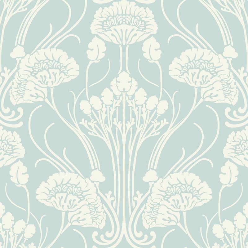 Wallpaper Nouveau Damask Wallpaper Sample // Blue 8 x 10 