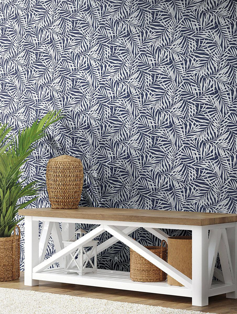 Wallpaper Oahu Fronds Peel & Stick Wallpaper // Blue 