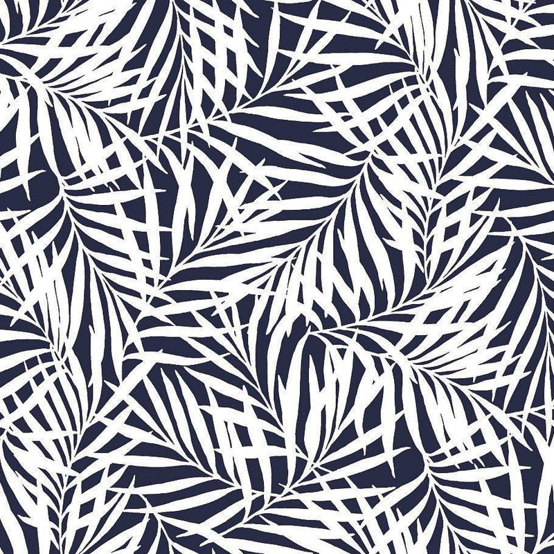 Wallpaper Oahu Fronds Peel & Stick Wallpaper Sample // Blue 8 x 10 