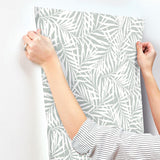 Wallpaper Oahu Fronds Wallpaper // Light Green & White 