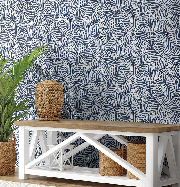 Wallpaper Oahu Fronds Wallpaper // Navy & White 