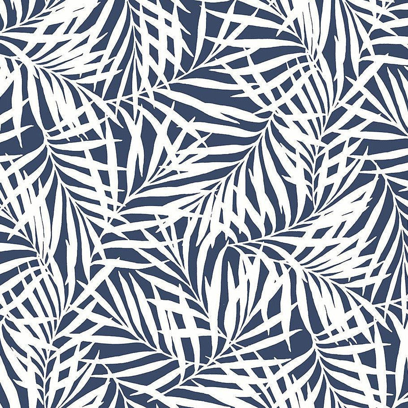 Wallpaper Oahu Fronds Wallpaper Sample // Navy & White 8 x 10 
