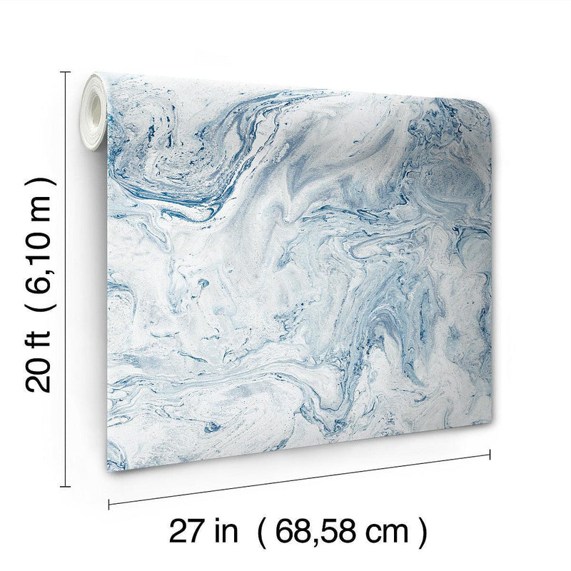 Wallpaper Oil & Marble Peel & Stick Wallpaper // Blue 