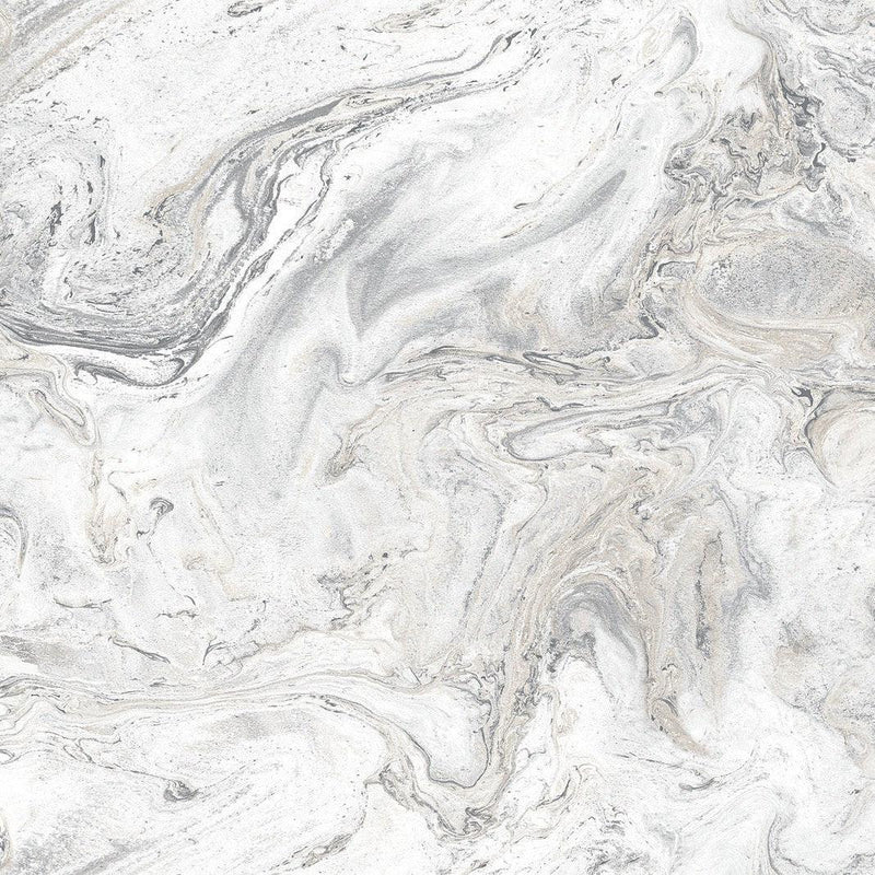 Wallpaper Oil & Marble Peel & Stick Wallpaper Sample // White & Grey 8 x 10 