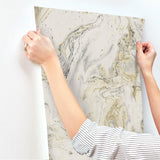 Wallpaper Oil & Marble Wallpaper // Black & Gold Metallic 