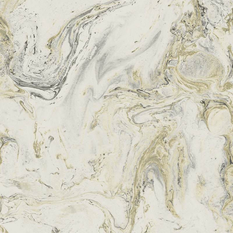 Wallpaper Oil & Marble Wallpaper Sample // Black & Gold Metallic 8 x 10 