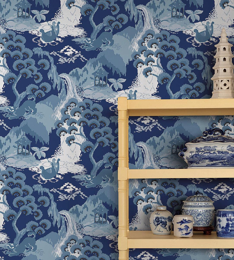 Wallpaper Old Peking Peel & Stick Wallpaper // Navy Blue 