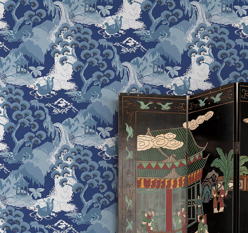 Wallpaper Old Peking Peel & Stick Wallpaper // Navy Blue 