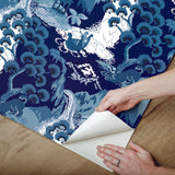 Wallpaper Old Peking Peel & Stick Wallpaper // Navy Blue 