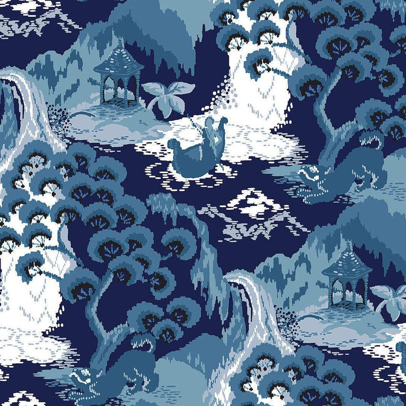 Wallpaper Old Peking Peel & Stick Wallpaper Sample // Navy Blue 8 x 10 