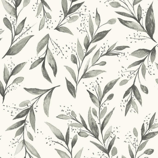 Wallpaper Olive Branch Wallpaper // Charcoal 