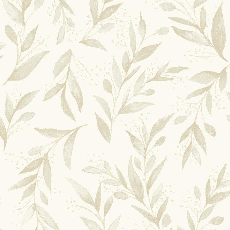 Wallpaper Olive Branch Wallpaper Sample // Beige 8 x 10 