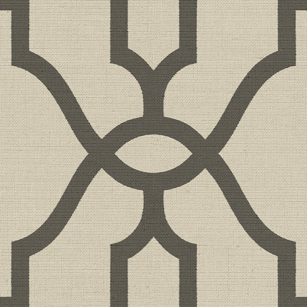 Wallpaper On Khaki Woven Trellis Wallpaper // Charcoal 