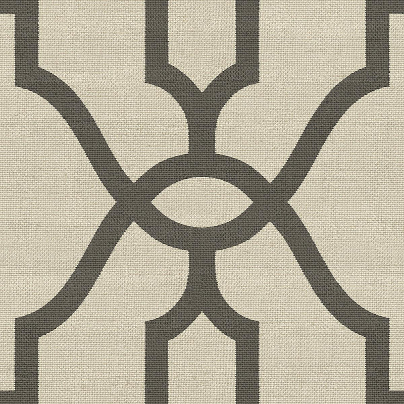 Wallpaper On Khaki Woven Trellis Wallpaper Sample // Charcoal 8 x 10 