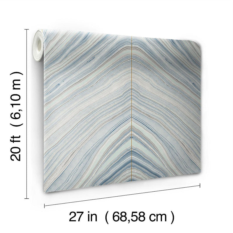Wallpaper Onyx Strata Peel & Stick Wallpaper // Mist Blue 