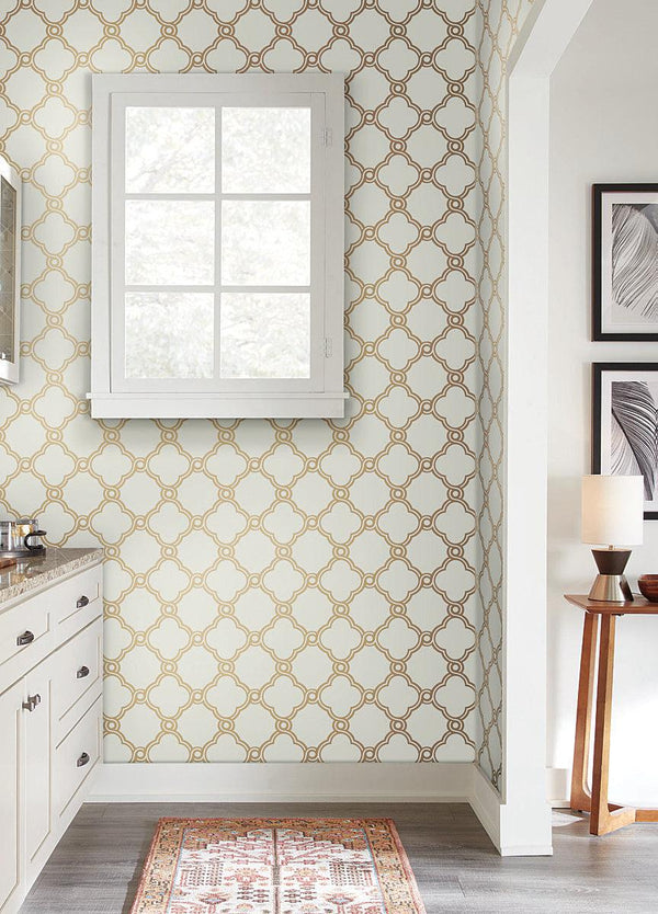 Wallpaper Open Trellis Wallpaper // Gold Metallic 