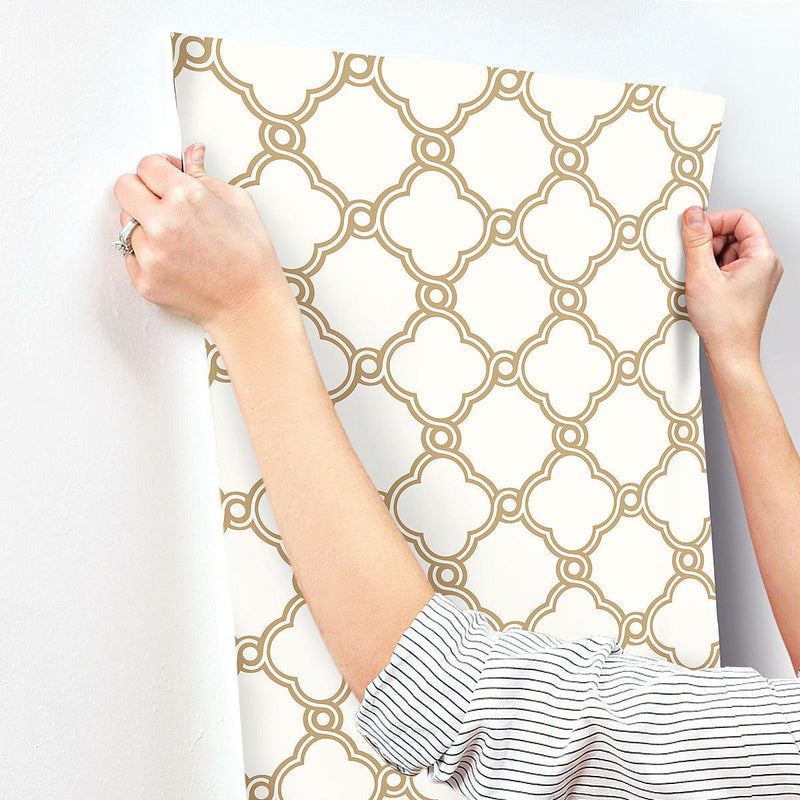 Wallpaper Open Trellis Wallpaper // Gold Metallic 