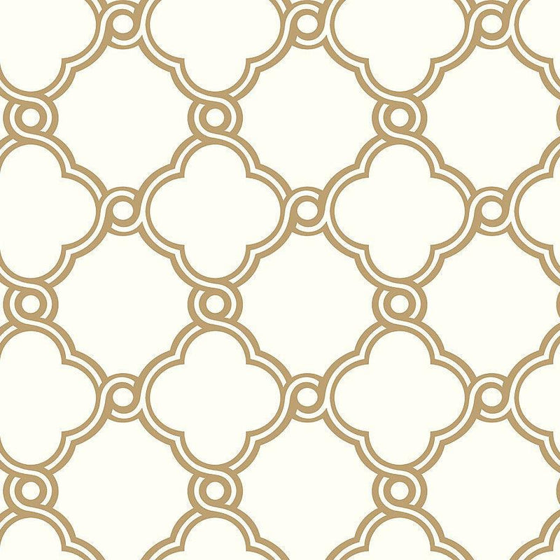Wallpaper Open Trellis Wallpaper Sample // Gold Metallic 8 x 10 