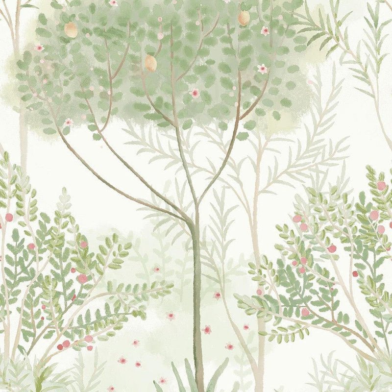 Wallpaper Orchard Wallpaper Sample // White & Green 8 x 10 