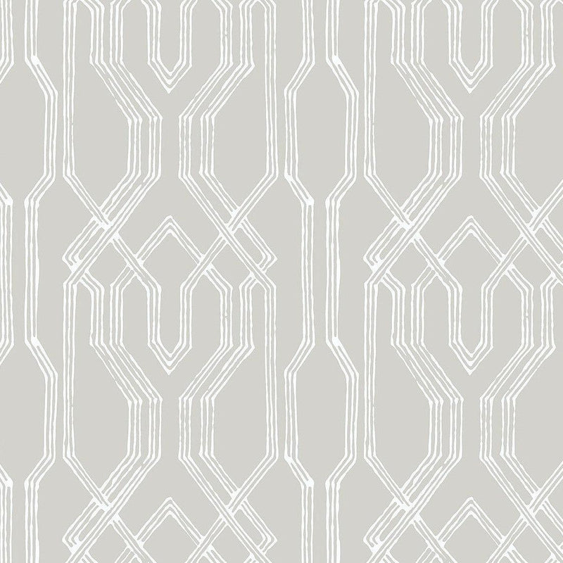 Wallpaper Oriental Lattice Wallpaper Sample // Taupe & White 8 x 10 