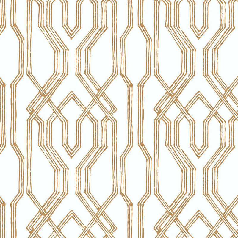 Wallpaper Oriental Lattice Wallpaper Sample // White & Gold 8 x 10 