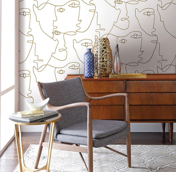 Wallpaper Pablo Portraits Peel & Stick Wallpaper // Gold Metallic 