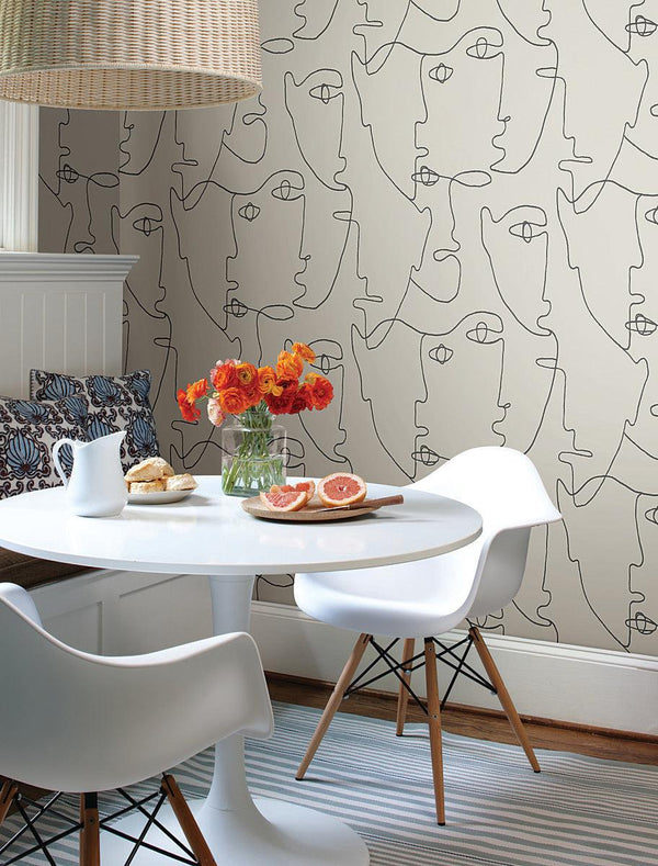 Wallpaper Pablo Portraits Peel & Stick Wallpaper // Linen & Charcoal 