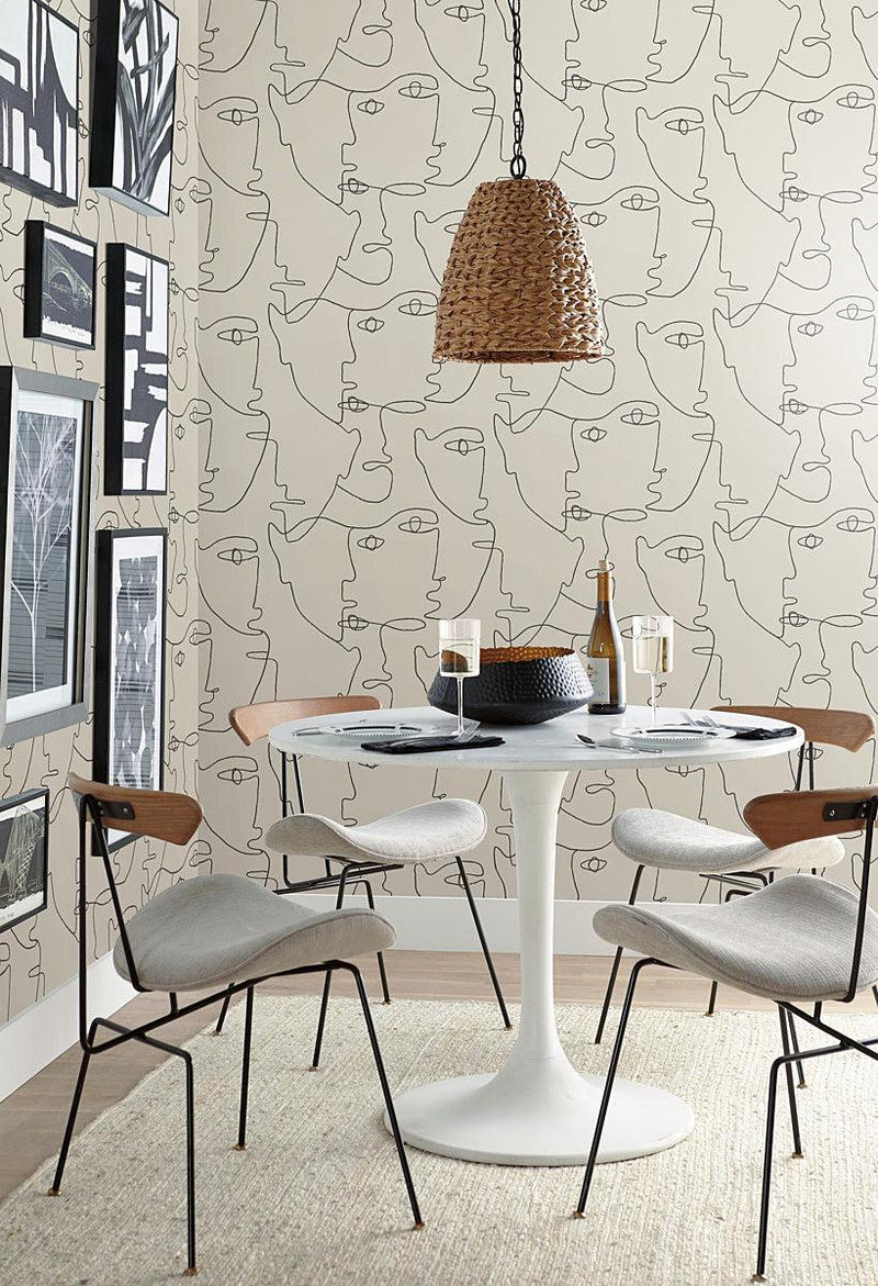 Wallpaper Pablo Portraits Peel & Stick Wallpaper // Linen & Charcoal 