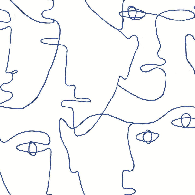 Wallpaper Pablo Portraits Peel & Stick Wallpaper Sample // Blue 8 x 10 