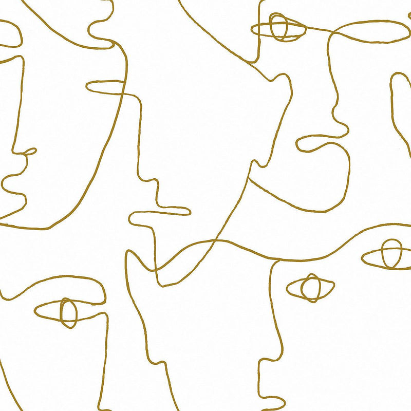 Wallpaper Pablo Portraits Peel & Stick Wallpaper Sample // Gold Metallic 8 x 10 