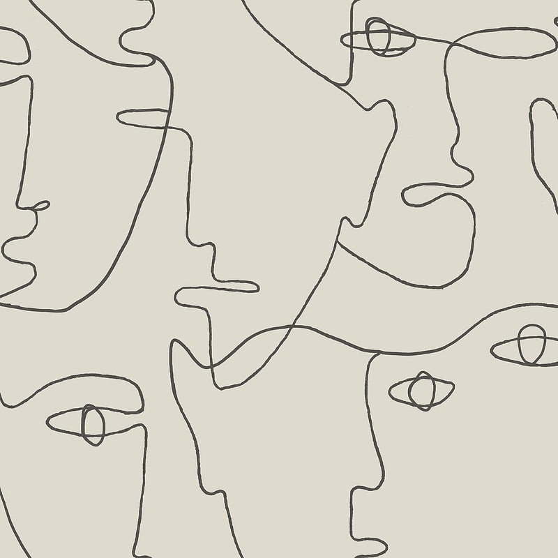 Wallpaper Pablo Portraits Peel & Stick Wallpaper Sample // Linen & Charcoal 8 x 10 