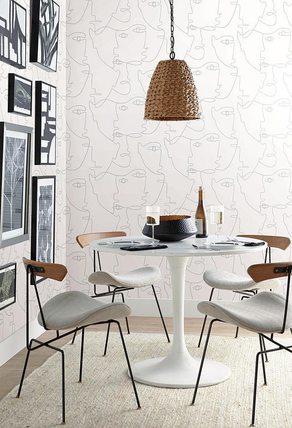 Wallpaper Pablo Portraits Peel & Stick Wallpaper // Silver Metallic 