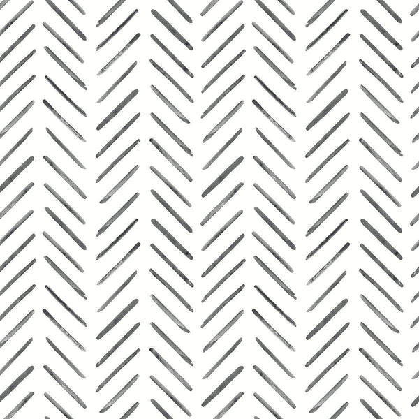 Wallpaper Painted Herringbone Wallpaper // Black 