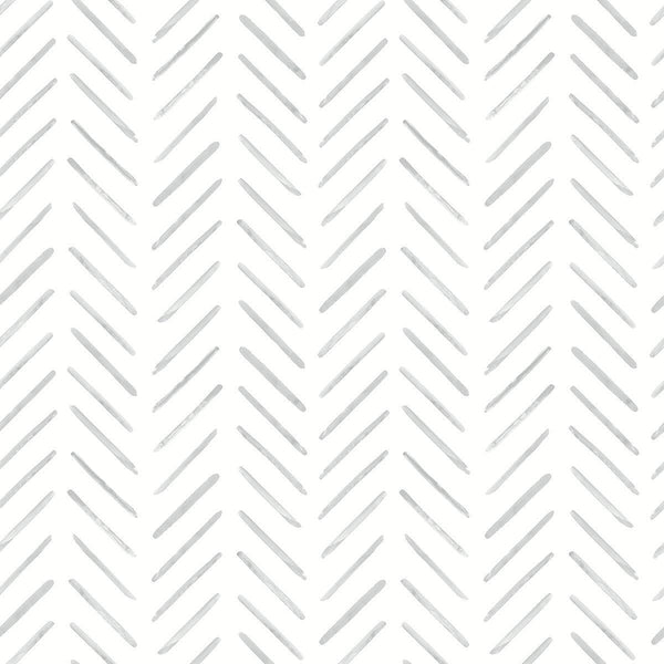 Wallpaper Painted Herringbone Wallpaper // Grey 