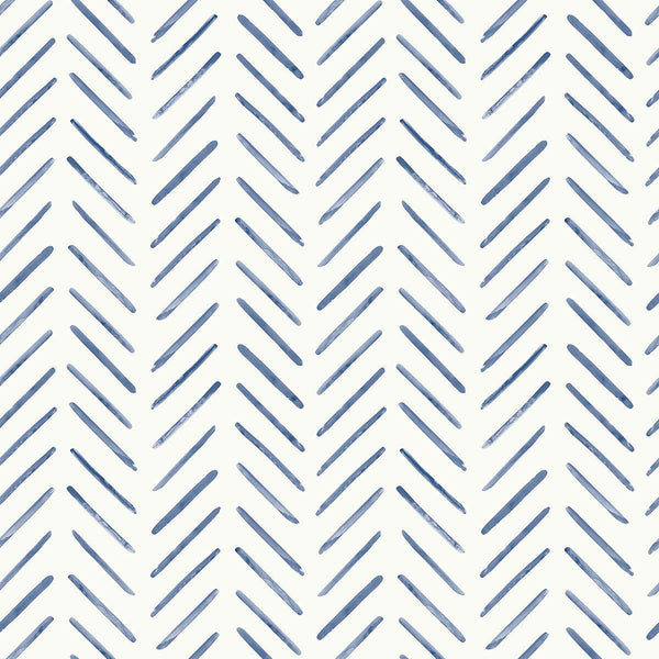 Wallpaper Painted Herringbone Wallpaper // Navy 