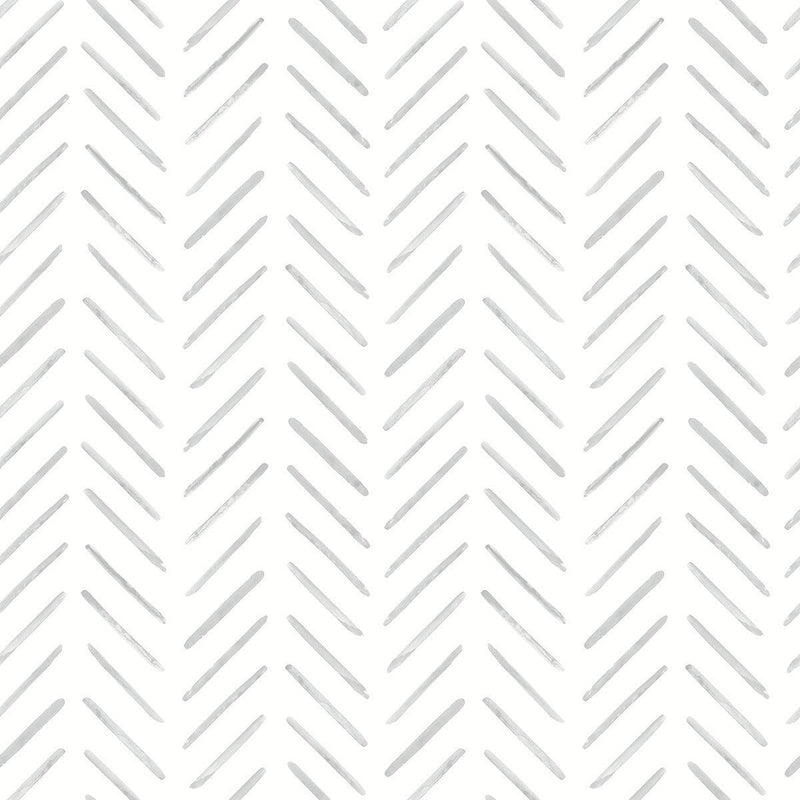 Wallpaper Painted Herringbone Wallpaper Sample // Grey 8 x 10 