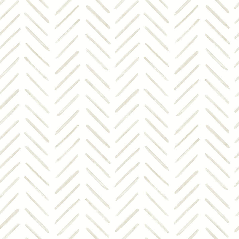 Wallpaper Painted Herringbone Wallpaper Sample // Off White 8 x 10 