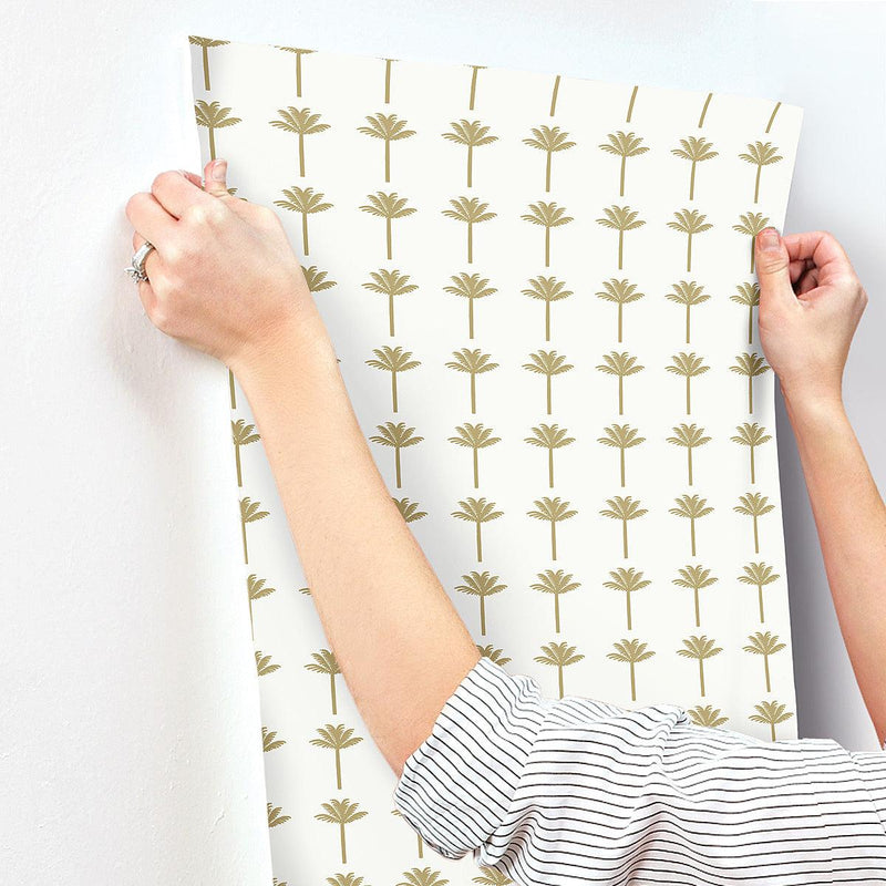 Wallpaper Palm Bay Wallpaper // Gold Metallic 