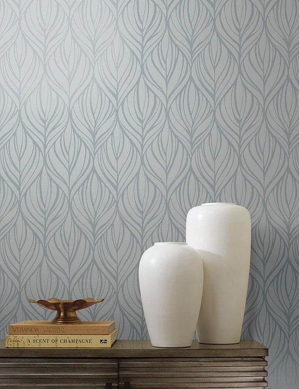 Wallpaper Palma Wallpaper // Blue & Silver 